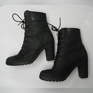 Timberland Earthkeepers Leather Black 3.5in heel bootie boots size 7W